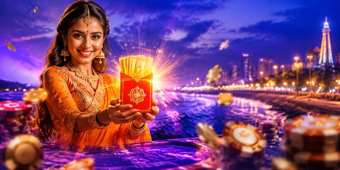 Marina Beach Chennai with festive red envelope symbolizing mobile betting bonus