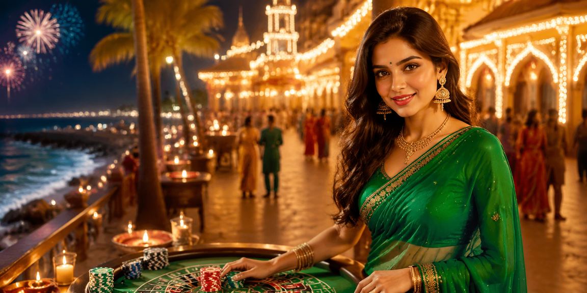 Indian player using mobile casino app wearing traditional saree